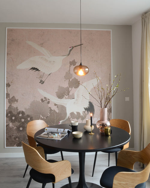 ESTAhome fotobehang kraanvogels grijs roze - 200 x 279 cm - 158946 - vtwonen shop