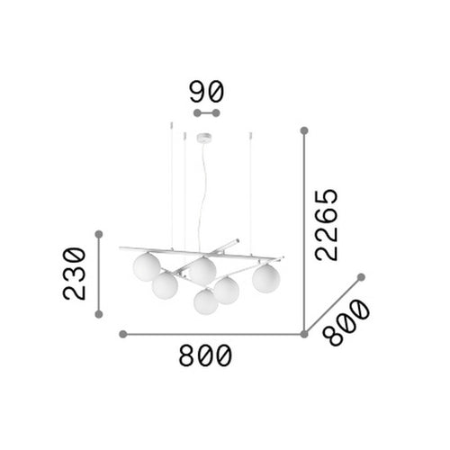 Ideal Lux ATLAS Bolvormige hanglamp voor plafond, wit, 6x G9