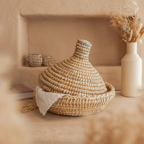 NOA MAY Mand Tajine - naturel - zeegras - Ø 22 x h 26 cm