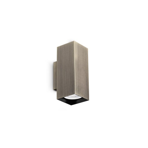 Ideal Lux LOOK 15 cm vierkante wandlamp met op- en neerwaartse beweging, gepolijst messing, 2x GU10 fitting