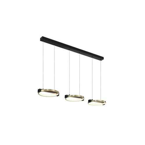Searchlight Aerial 3-lichts LED-balk plafondlamp, goud en zwart metaal