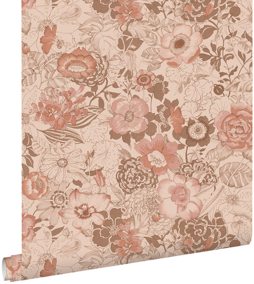 ESTAhome behang vintage bloemen terracotta roze - 53 cm x 10.05 m - 139766 - vtwonen shop