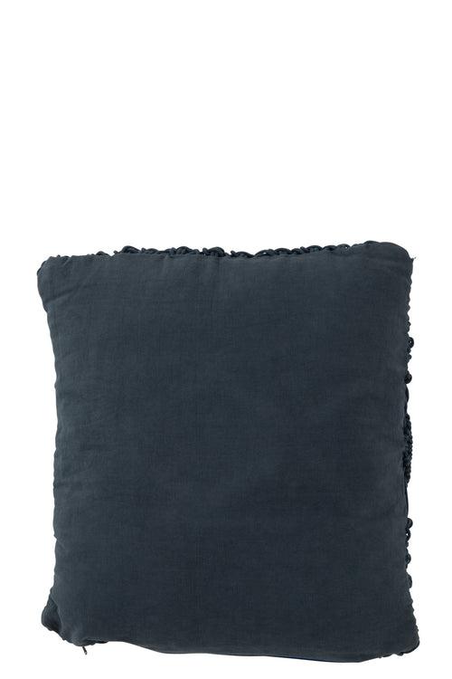 J-Line kussen Macrame Vierkant - katoen - blauw