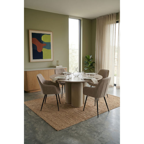 Housecraft Living Maud Eetkamerstoelen Armleuning Taupe - Set van 2