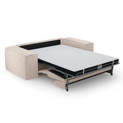 Premium Interiors - Snel uitklapbare slaapbank JUNE - gewaafd fluweel beige 236cm