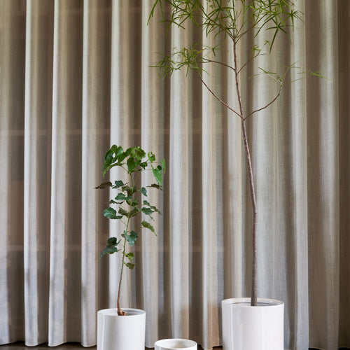 OYOY Bloempot Nami met schotel 16,5 x 16,5 x 18 cm – Geel steengoed