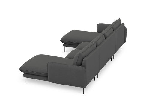 Cosmopolitan Design Panoramische bank Vienna 6-zits, structurele stof, donkergrijs - 170x350x95cm