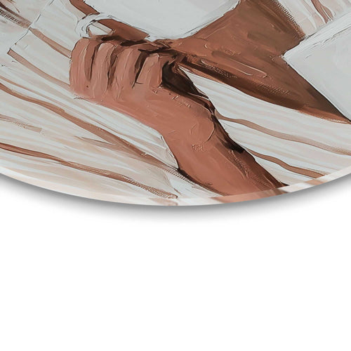 Reinders Ochtendkoffie met een Boek II glasschilderij -  beige - slaapkamer - Ø 50cm