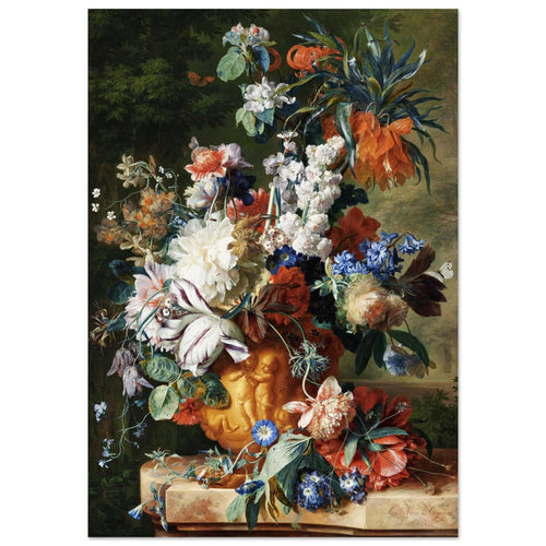 Artfulprints Poster Jan van Huysum - Bouquet of flowers in an urn   - 30x40 cm - Meerkleurig