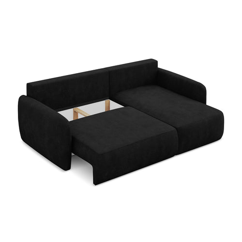 LaMiaSofa hoekbank rechts Corle - chenille stof - zwart - 207x148x86