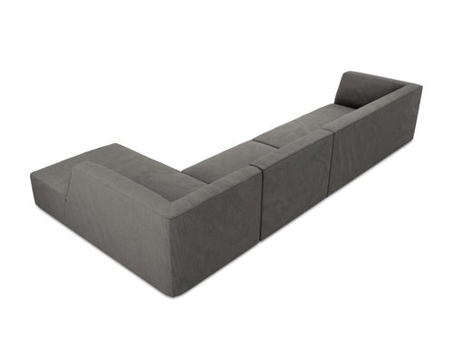 Micadoni rechter hoekbank Ruby 5-zits, ribfluwelen, donkergrijs - 180x366x69cm