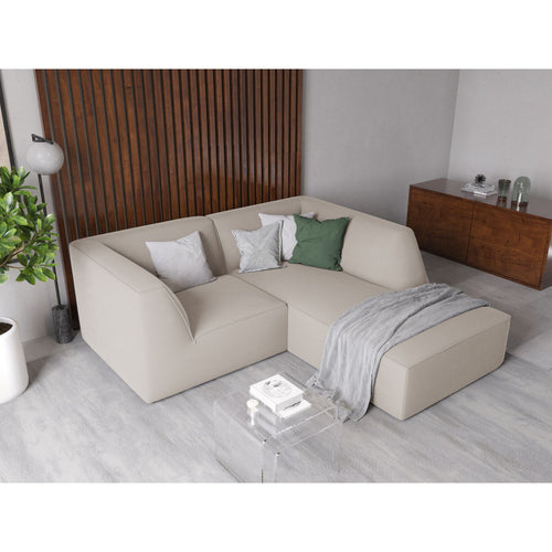 Cosmopolitan Design - Modulaire hoekbank rechts Siena 3-zits, flueel beige - 180x186x69cm