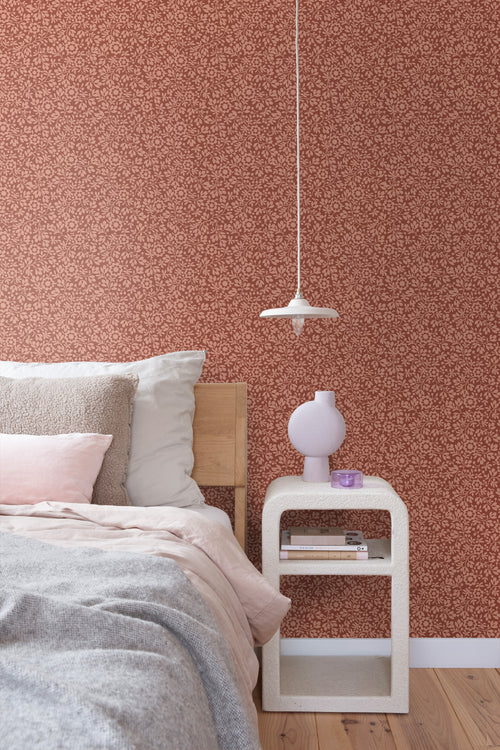 ESTAhome behang bloemetjes terracotta - 50 x 900 cm - 131671 - vtwonen shop