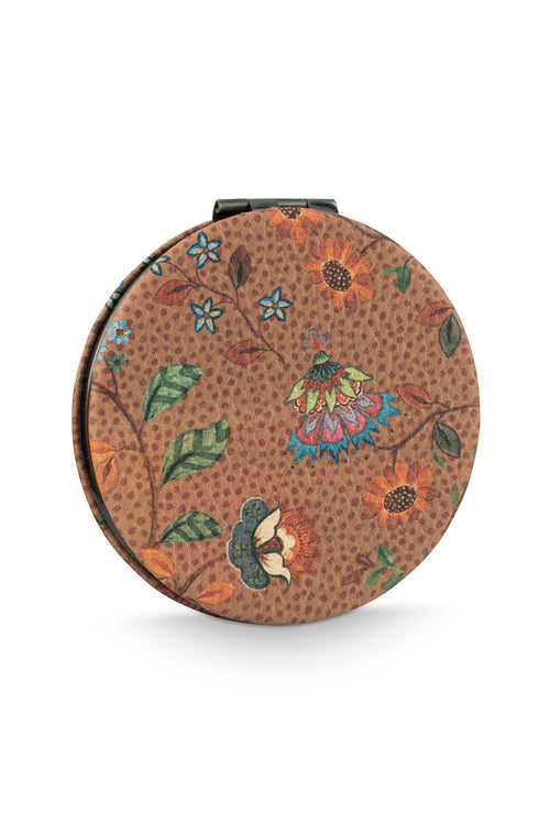 Pip Studio Pocketspiegel Flora Bangalore Mini Dames - Zand - 7x1x7 cm