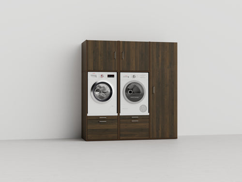Wastoren® wasmachinekast - Kastenwand 1.1-WW walnoot hout - 194 x 207 x 65 cm