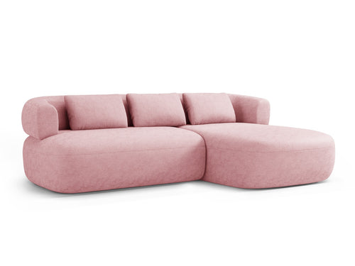 Micadoni rechter hoekbank Jenny 5-zits, chenille roze - 145x225x73cm