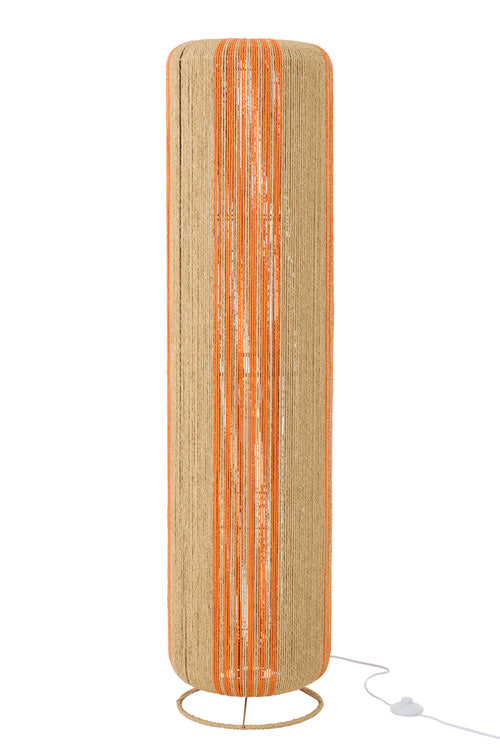 J-Line lamp Touw Cilinder - metaal - oranje/naturel - large