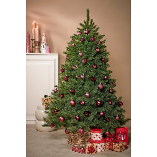 Mica Decorations Kerstballen Set - 60 Stuks - Ø7 cm - Onbreekbaar - Donkerrood
