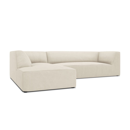 Cosmopolitan Design - Modulaire hoekbank links Siena 4-zits, ribfluwelen lichtbeige - 180x273x69cm