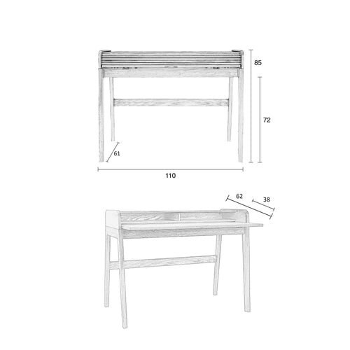 Zuiver Barbier Bureau Hout Zwart