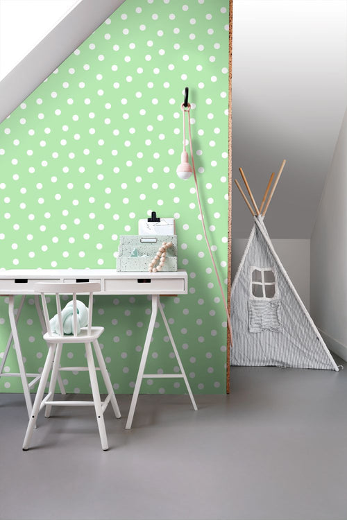 ESTAhome behang stippen groen - 50 x 900 cm - 131797