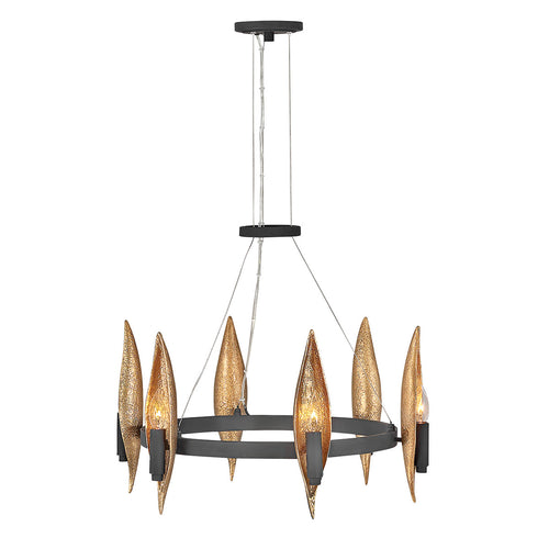 Elstead Hinkley Willow Cilindrische hanglamp in carbonzwart met luxe goud