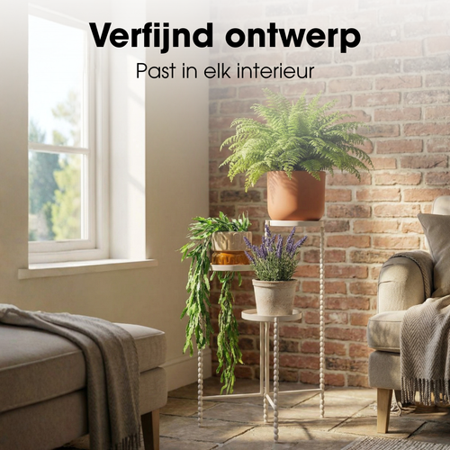 Mica Decorations Salvo Plantenrek - Plantenstandaard voor Kamerplanten - Plantentafeltje voor Binnen - Plantenonderzetter met Drie Plateaus - 40 x 40
