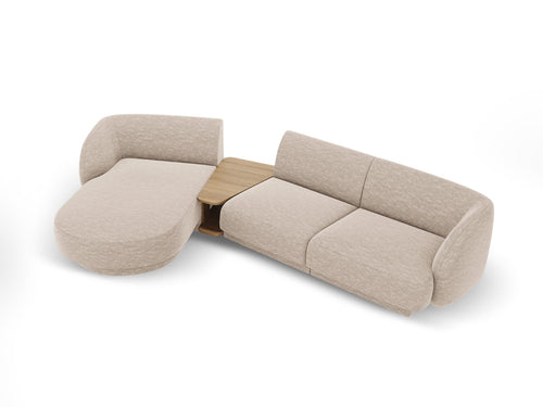 Micadoni linker modulaire bank Miley 3-zits, chenille, beige - 178x303x70cm
