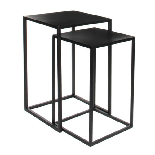Mica Decorations Goa Bijzettafel - Set van 2 - L35 x B35 x H55 cm - Metaal - Zwart