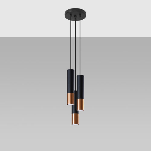 Sollux Lighting Hanglamp LOOPEZ 3P zwart/koper - 20x20x90cm