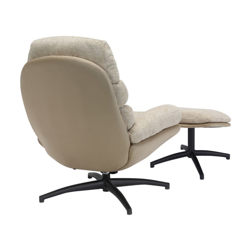 Giga Meubel Fauteuil Liane - Stof/Metaal - Beige - Met Voetenbankje - vtwonen shop