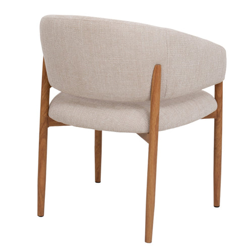 DÉJA Living Eetkamerstoel Elora - Beige/Naturel - Stoffen Armstoel - Scandinavisch - Zithoogte 50 cm - Set van 2