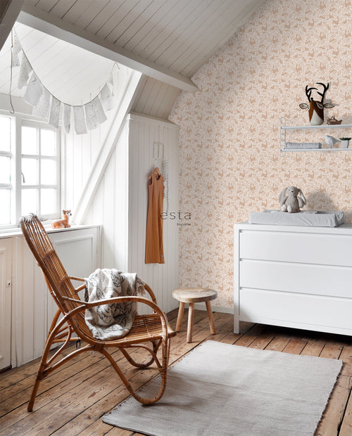 ESTAhome behang bos met bosdieren licht terracotta - 50 x 900 cm - 139530