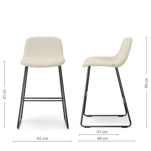 Nolon Nino-Mats barkruk cottonbeige - zwart onderstel - 65 cm - vtwonen shop