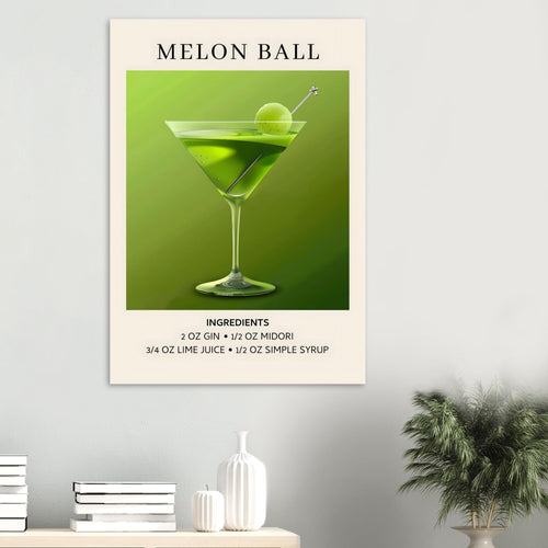 Artfulprints  Melon Ball cocktail - Ingrediënten   poster A4 21x29.7 cm - vtwonen shop