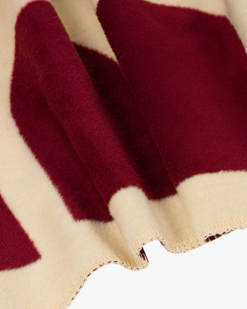 noo.ma Gilli Throw plaid van katoen, geometrische print, bordeauxrood en botergeel