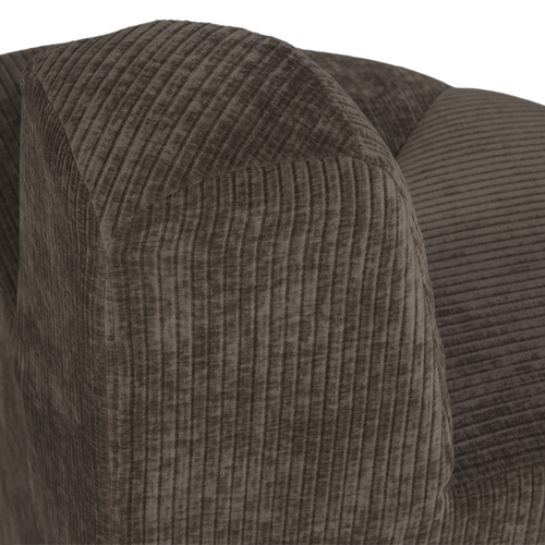 WOOOD eetbank hoek rond rugleuning Mojo - Ribstof - Bruin - 83x100x74