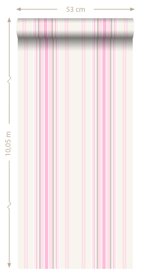 ESTAhome behang strepen licht roze en beige - 53 cm x 10,05 m - 138806