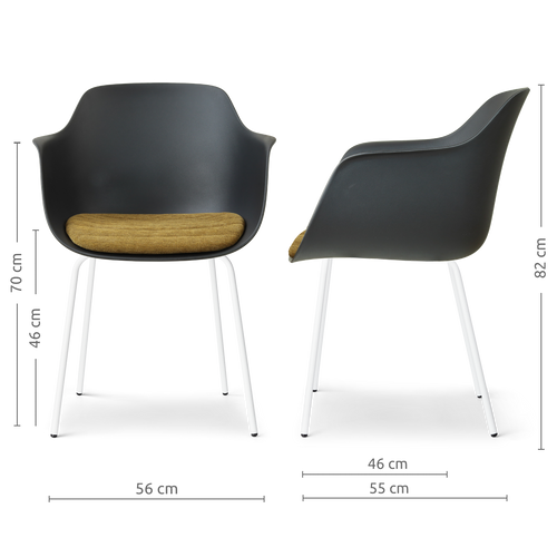 Nolon Nora-Liz eetkamerstoel zwart met mosgroen zitkussen - wit onderstel