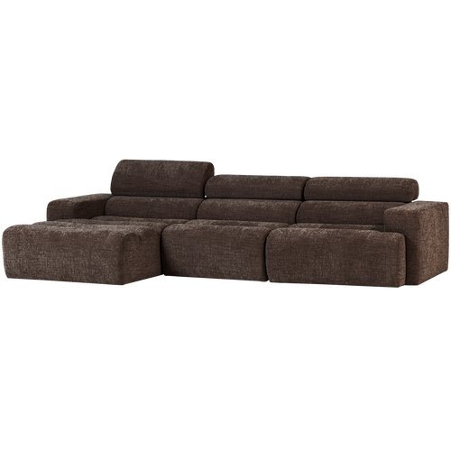 WOOOD chaise longue bank links Novi - Polyester - Donkerbruin Melange - vtwonen shop