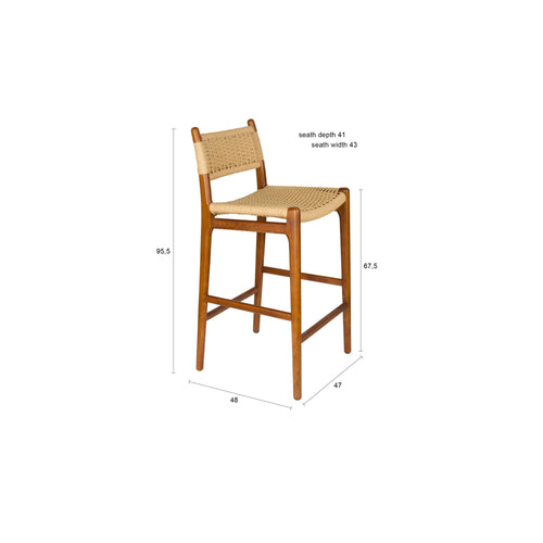 Dutchbone Cecile Barkruk rugleuning 67,5 cm Walnoot kleur - Bruin
