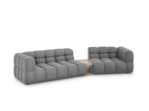 Cosmopolitan Design Rechte modulaire bank Sky 3-zits, flueel, lichtgrijs - 148x353x70cm