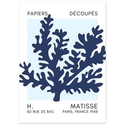 Artfulprints  Matisse – Aqua bloom navy blue I   poster 50x70 cm