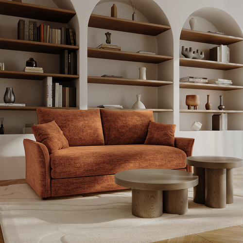 Premium Interiors - Slaapbank CHERY - getextureerd fluweel terracotta 176.5cm