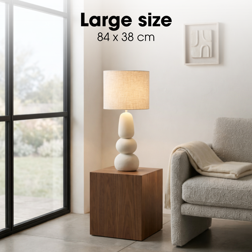 Mica Decorations Menko Tafellamp Woonkamer - Lamp Decoratief met Lampenkap - Bureaulamp Tafellampen Woonkamer - 84 x ⌀38 cm - 60W E27 IP20 - Cream