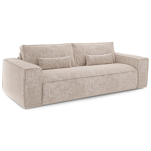 Premium Interiors - Snel uitklapbare slaapbank JUNE - gewaafd fluweel beige 216cm