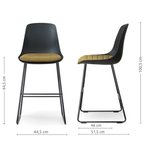 Nolon Nino-Liv barkruk zwart met mosgroen zitkussen - zwart onderstel - 65 cm - vtwonen shop