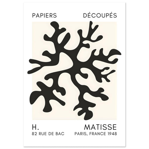 Artfulprints Poster Matisse – Dreamy coral flower black   - A4 21x29.7 cm - Zwart