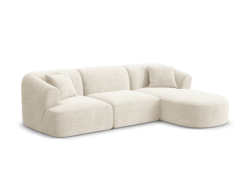 Cosmopolitan Design Modulaire hoekbank rechts Campi 4-zits, ribfluwelen ivoor - 156x256x70cm