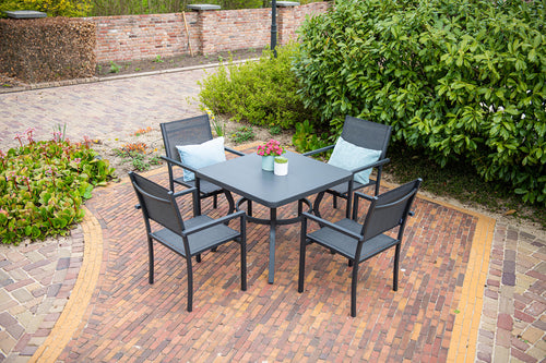 Garden Impressions Moon tuinstoelen set van 4 – carbon black / antraciet